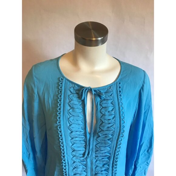 Diane Von Furstenberg Blue Embellished Iliana Top Blouse, Size 8 (US) - Picture 2 of 8